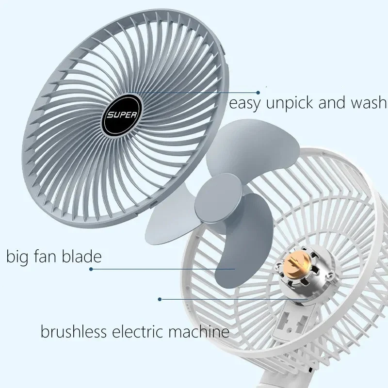 پنکه شارژی مدل Circulation Clamp Fan ظرفیت 1200 میلی آمپر ساعت - Image 6