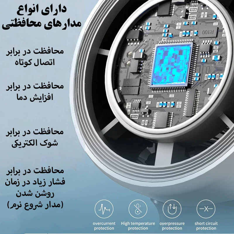 پنکه شارژی مدل سرمایش دار کد K-801 ظرفیت 4000 میلی آمپر ساعت - Image 8