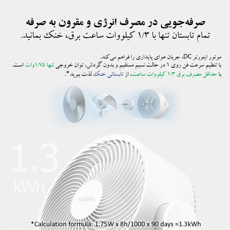پنکه رومیزی شیائومی مدل Smart Desktop Air Circulation Fan طرح Type-C Input - Image 10
