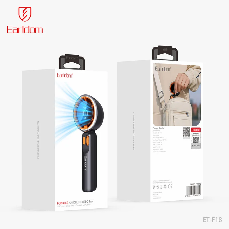 پنکه شارژی ارلدام مدل TURBO FAN F18 ظرفیت 3600 میلی آمپر ساعت - تصویر 8