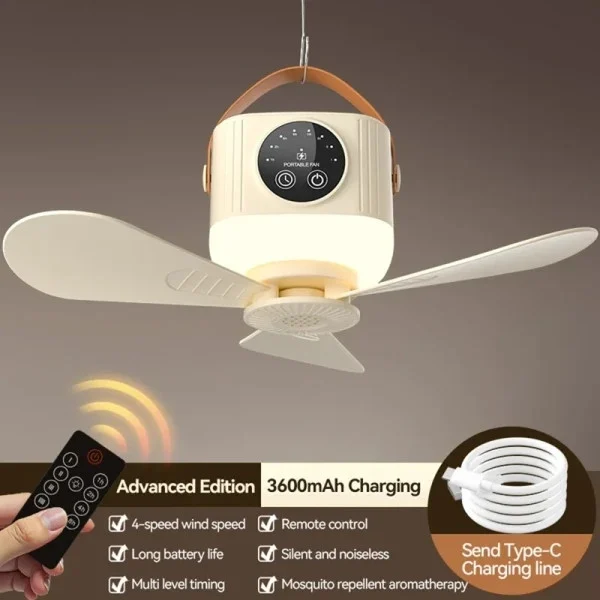 پنکه شارژی مدل D01 ظرفیت 3600 میلی آمپر ساعت - Image 2