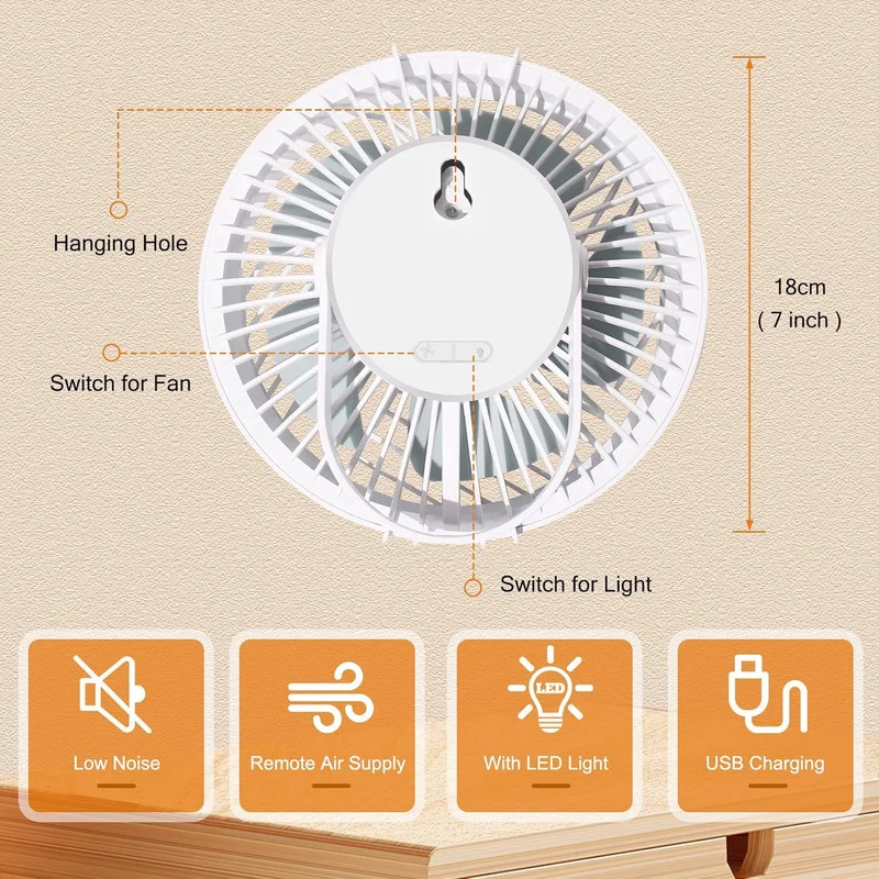 پنکه رومیزی شارژی مدل ال ای دی دار کد RY-2301 - Image 6