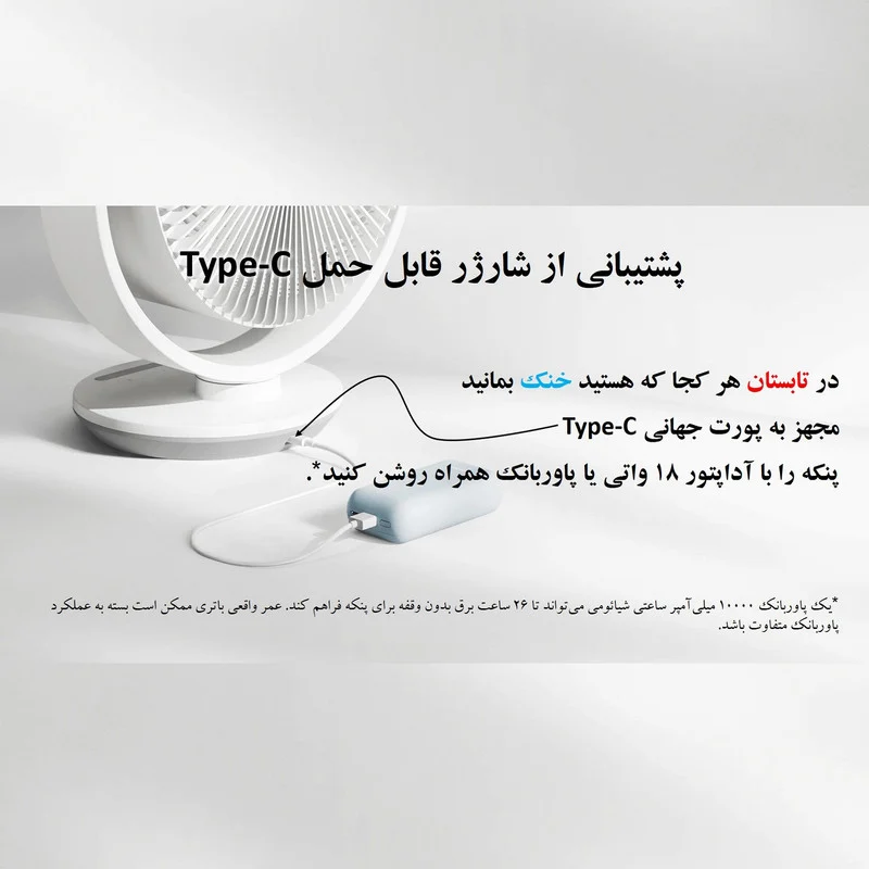 پنکه رومیزی شیائومی مدل Smart Desktop Air Circulation Fan طرح Type-C Input - Image 5