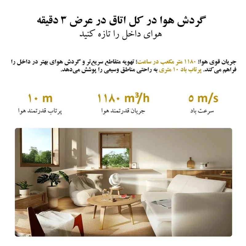 پنکه رومیزی شیائومی مدل Smart Desktop Air Circulation Fan طرح Type-C Input - Image 6