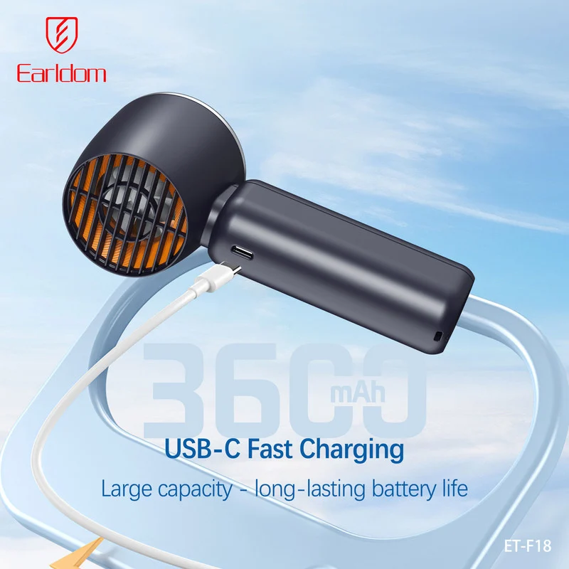 پنکه شارژی ارلدام مدل TURBO FAN F18 ظرفیت 3600 میلی آمپر ساعت - تصویر 4