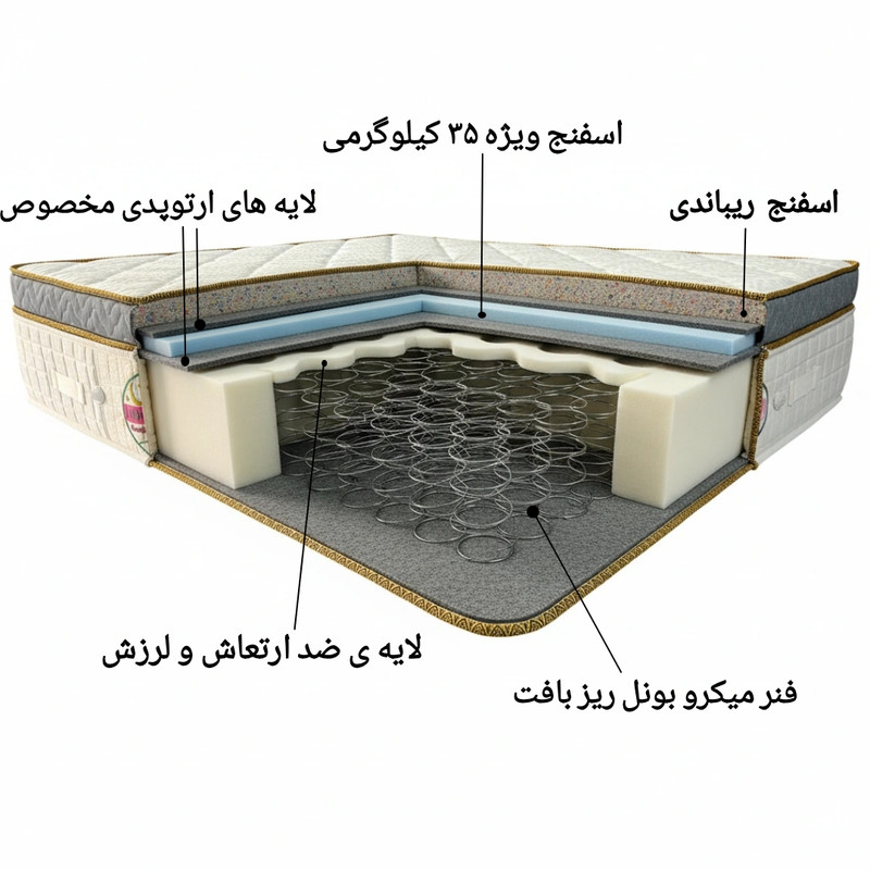 تشک طبی فنری لاین کینگ مدل پرمیوم اسلیپ یک نفره سایز 200×90 سانتی متر - Image 6