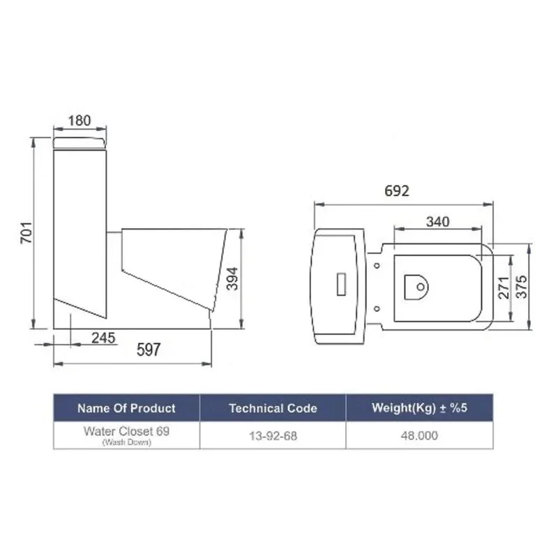 توالت فرنگی دو زمانه مروارید مدل مگا69 A - Image 5