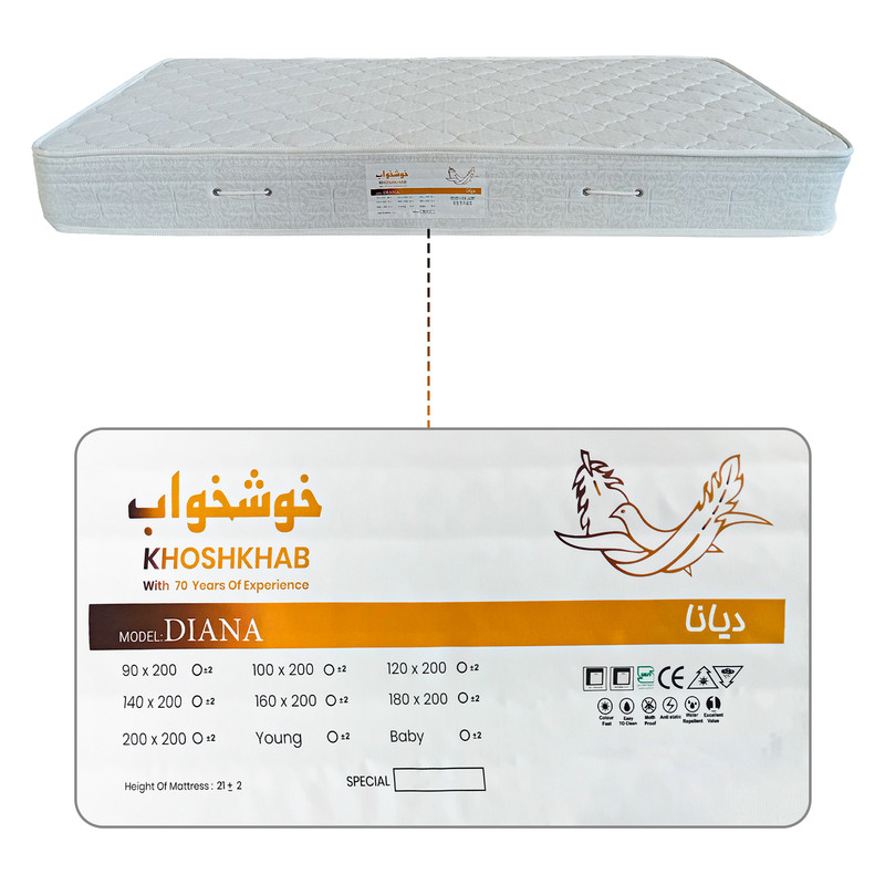تشک طبی فنری خوشخواب مدل دیانا دونفره سایز 160×200 سانتی متر - Image 3
