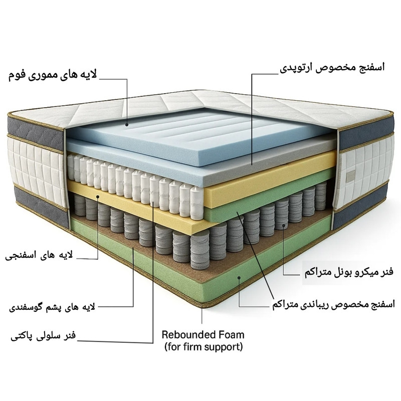 تشک طبی فنری لاین کینگ مدل سوپر کینگ اسلیپ دو نفره سایز 200×160 سانتی متر - Image 7