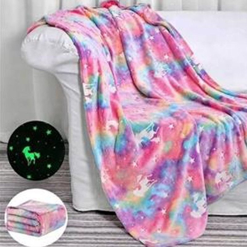 پتوی مسافرتی مدل شب نما طرح تک شاخ یونیکورن مدل 012 سایز 200x145 سانتی متر - Image 7