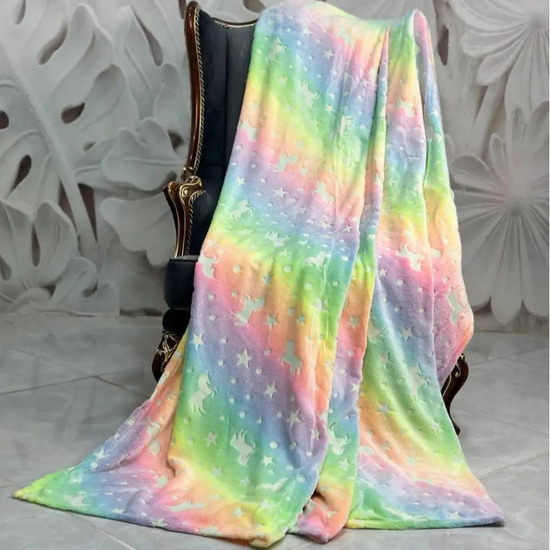 پتوی مسافرتی مدل شب نما طرح تک شاخ یونیکورن مدل 012 سایز 200x145 سانتی متر - Image 4