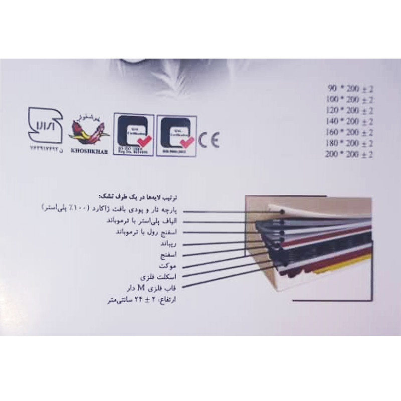 تشک خوشخواب مدل آناهیتا دونفره سایز 180×200 سانتی متر - Image 9