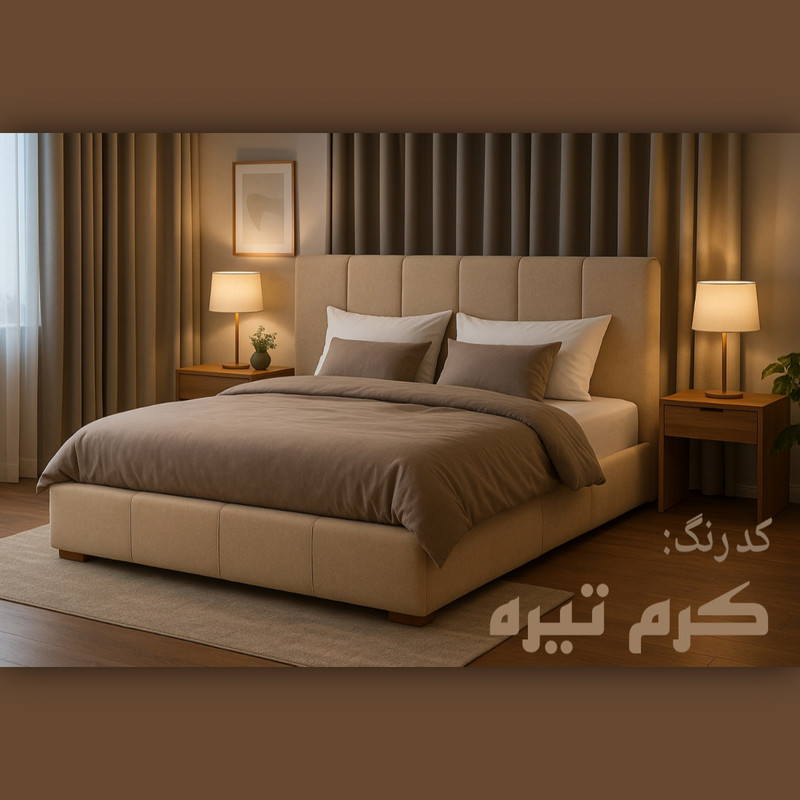 تخت خواب چوبی دونفره دیباروکش امیدی مدل تدی T9 سایزه 200×160 سانتی متر - Image 2