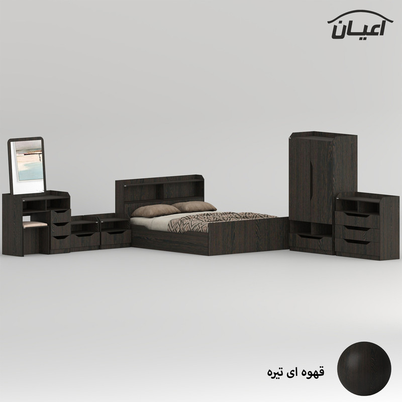 سرویس خواب ملامینه دو نفره اعیان مدل FH998 سایز 160x200 سانتی متر مجموعه 6 عددی - Image 7