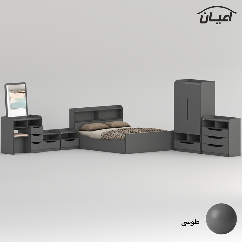 سرویس خواب ملامینه دو نفره اعیان مدل FH998 سایز 160x200 سانتی متر مجموعه 6 عددی - Image 3