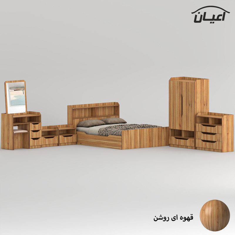 سرویس خواب ملامینه دو نفره اعیان مدل FH998 سایز 160x200 سانتی متر مجموعه 6 عددی - Image 5