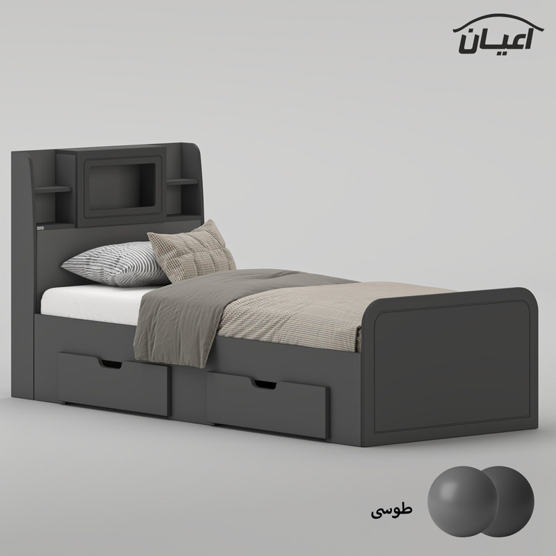 تخت خواب ملامینه یک نفره اعیان مدل FH981 سایز 90x200 سانتی متر - Image 3