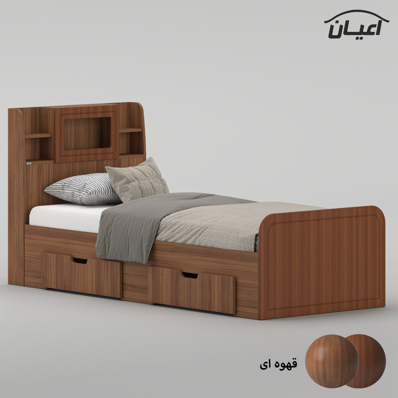 تخت خواب ملامینه یک نفره اعیان مدل FH981 سایز 90x200 سانتی متر - Image 6