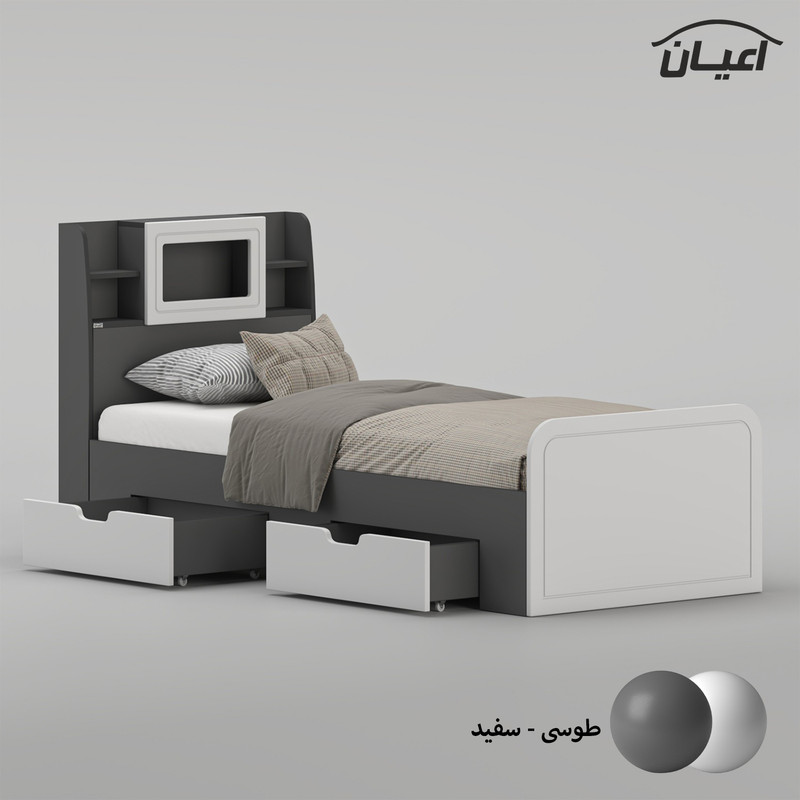 تخت خواب ملامینه یک نفره اعیان مدل FH981 سایز 90x200 سانتی متر - Image 9
