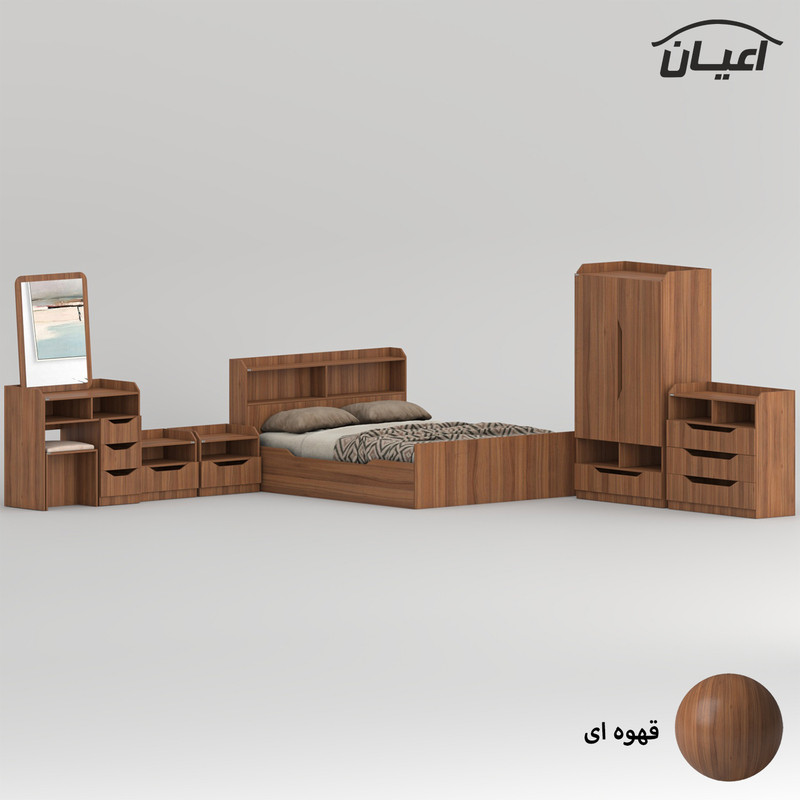 سرویس خواب ملامینه دو نفره اعیان مدل FH998 سایز 160x200 سانتی متر مجموعه 6 عددی - Image 6