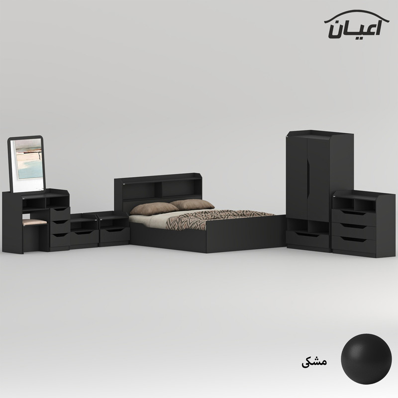 سرویس خواب ملامینه دو نفره اعیان مدل FH998 سایز 160x200 سانتی متر مجموعه 6 عددی - Image 4