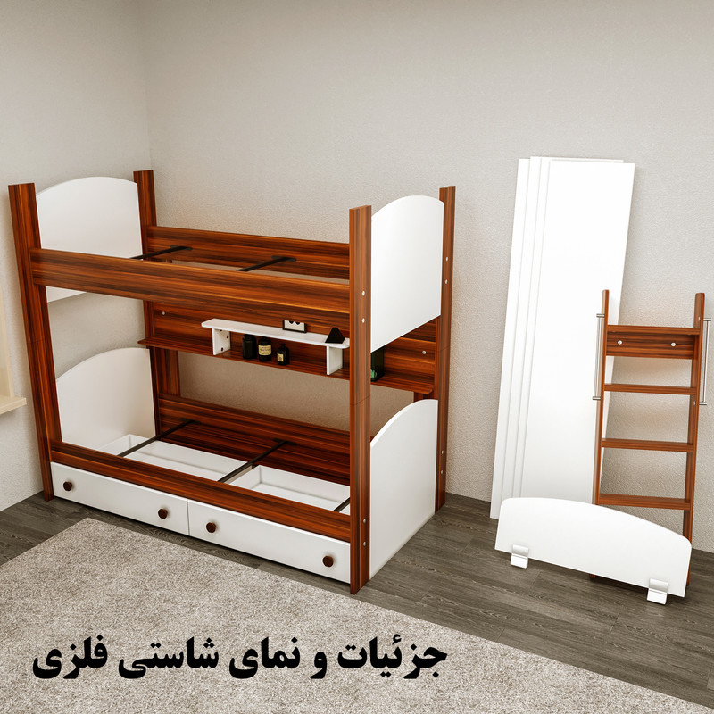تخت خواب دو طبقه وینه چوب مدل رویال سایز 90x200 سانتی متر - Image 6