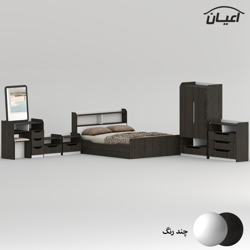 سرویس خواب ملامینه دو نفره اعیان مدل FH998 سایز 160x200 سانتی متر مجموعه 6 عددی - Image 8