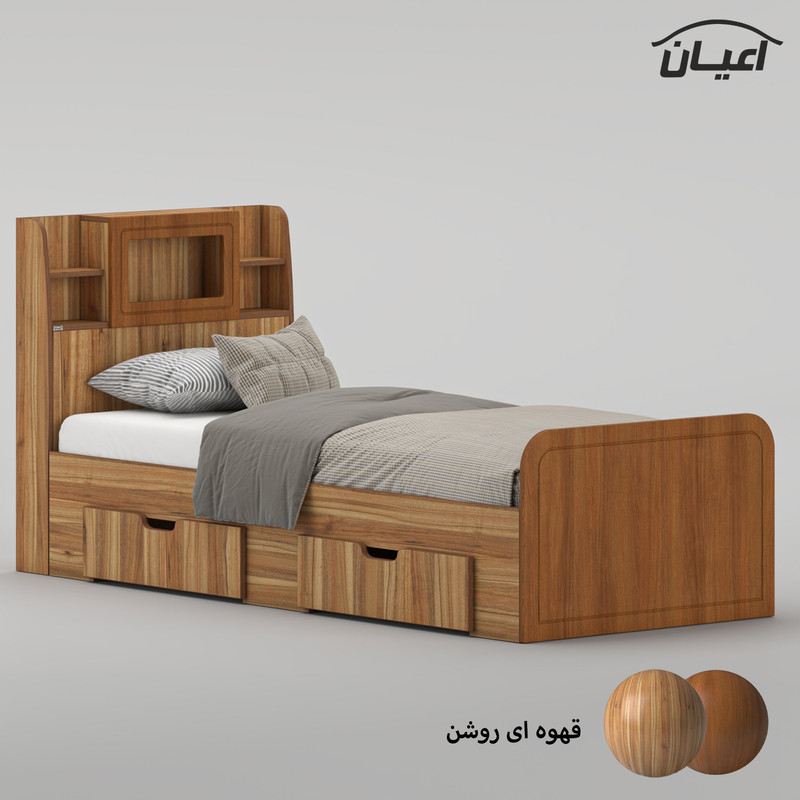 تخت خواب ملامینه یک نفره اعیان مدل FH981 سایز 90x200 سانتی متر - Image 5