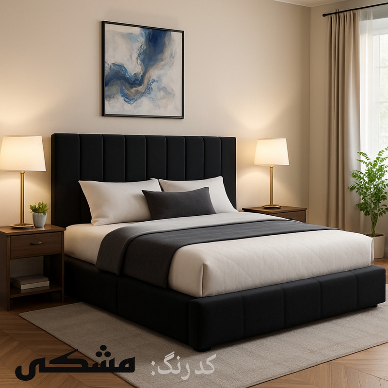 تخت خواب چوبی دونفره دیباروکش امیدی مدل تدی T9 سایزه 200×160 سانتی متر - Image 4