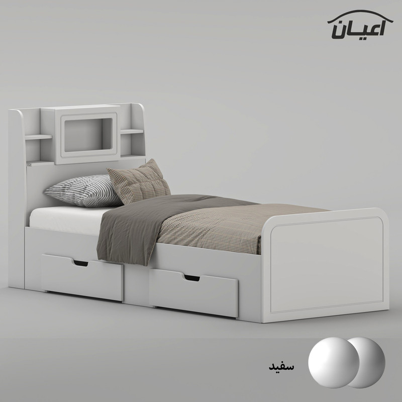 تخت خواب ملامینه یک نفره اعیان مدل FH981 سایز 90x200 سانتی متر - Image 2