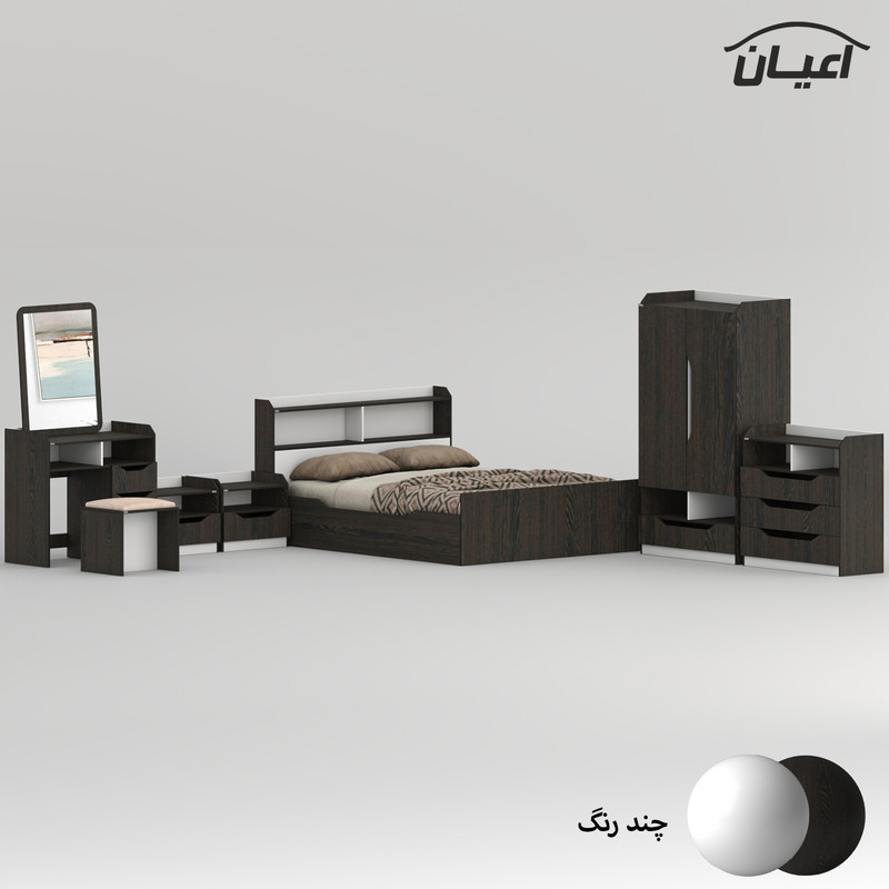 سرویس خواب ملامینه دو نفره اعیان مدل FH998 سایز 160x200 سانتی متر مجموعه 6 عددی - Image 9
