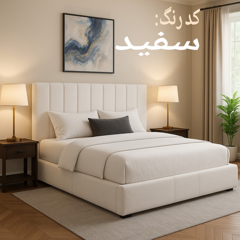 تخت خواب چوبی دونفره دیباروکش امیدی مدل تدی T9 سایزه 200×160 سانتی متر - Image 5