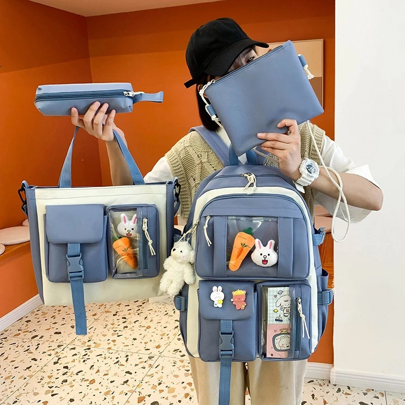 کوله پشتی مدل خرگوش و هویج فانتزی به همراه کیف غذا و کیف دوشی و جامدادی - Image 5