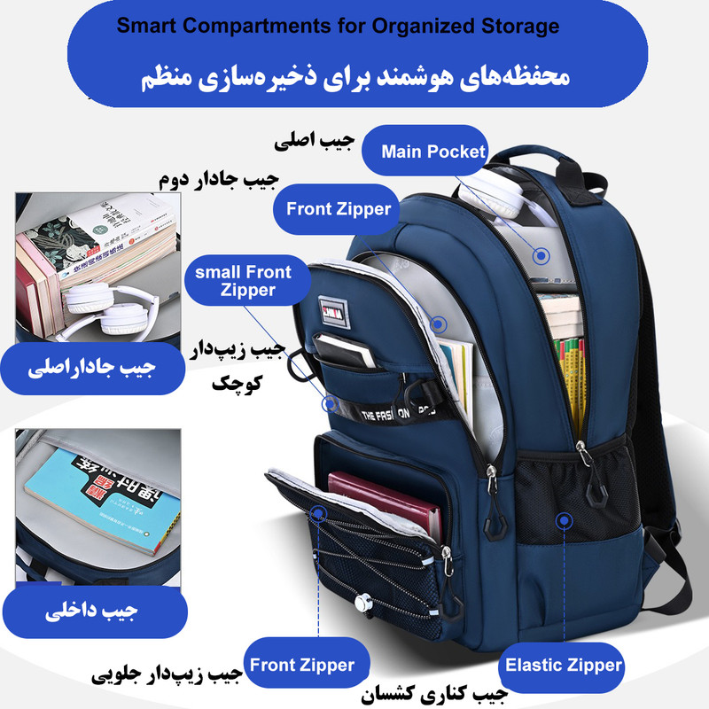 کوله پشتی مدرسه ژیما کد 5421 - Image 4