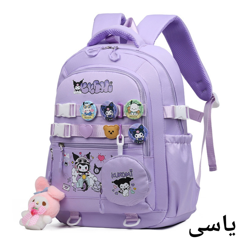 کوله پشتی مدرسه مدل فانتزی کرومی پیکسل دار کد 20271 به همراه آویز - Image 2