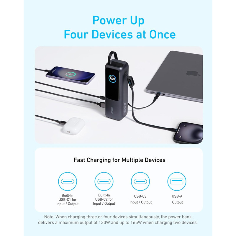 پاوربانک 100 وات انکر مدل A1695 ظرفیت 25000 میلی آمپر ساعت به همراه دو کابل USB-C - Image 10