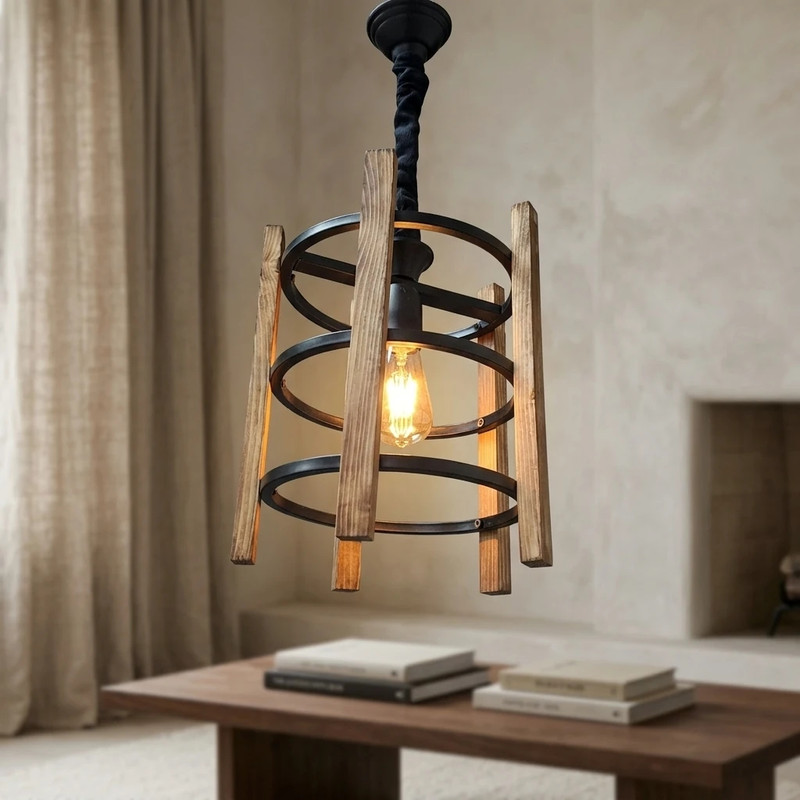 لوستر 1 شعله شاهان تک مدل WOOD.15 - Image 2