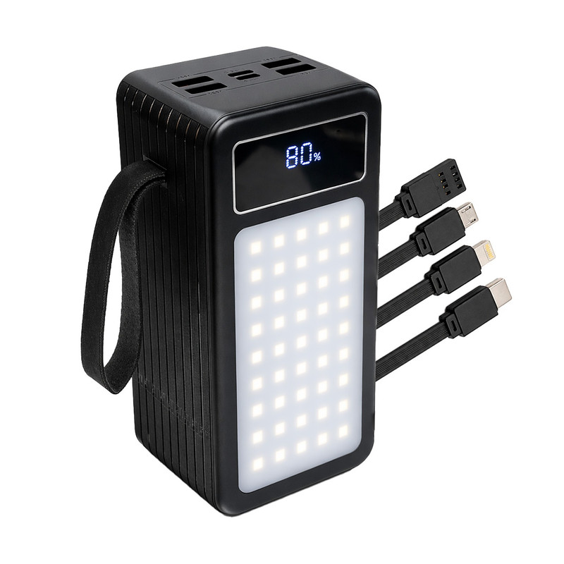 پاوربانک 22.5 وات پی زد ایکس مدل V89s PD Fast Charge ظرفیت 50000 میلیآمپرساعت به همراه چهار کابل متصل USB-A، USB-C، MicroUSB و لایتنینگ - Image 4
