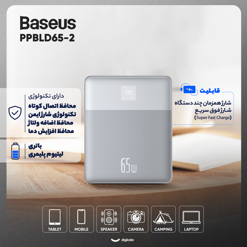 پاور بانک 65 وات بیسوس مدل PPBLD2-65 ظرفیت 12000 میلیآمپر ساعت - Image 3