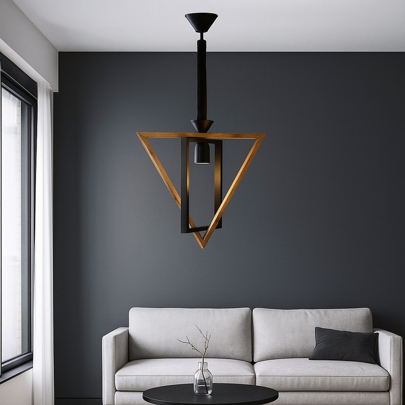 چراغ آویز شاهان تک مدل WOOD1 - Image 2