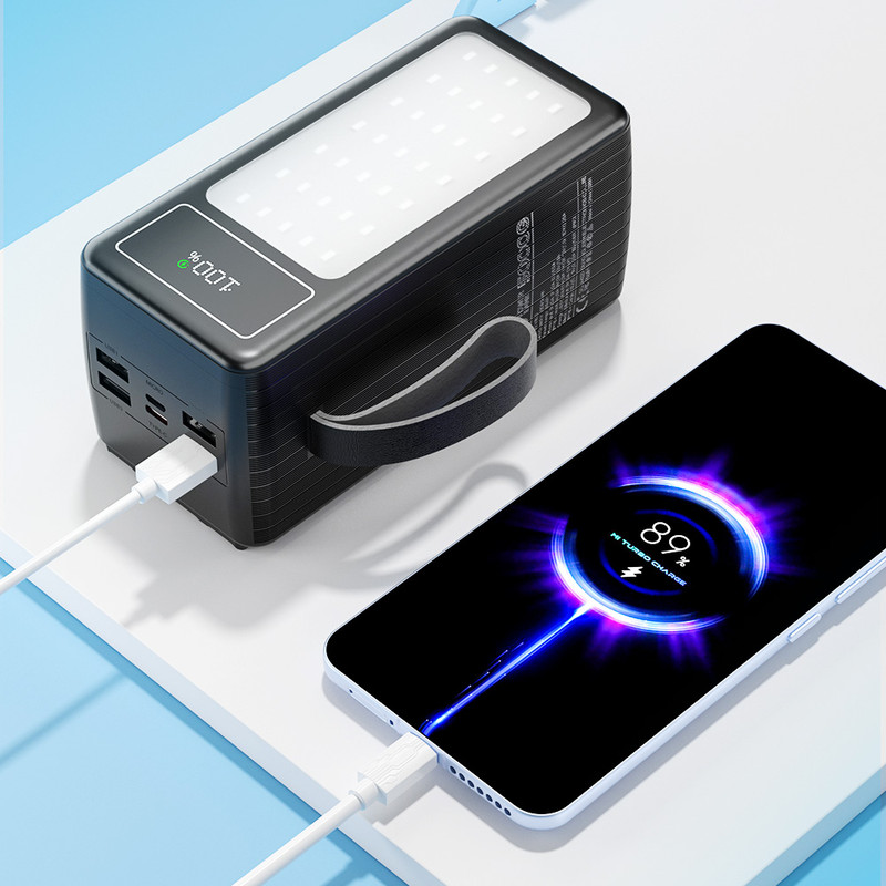 پاوربانک 22.5 وات پی زد ایکس مدل V89s PD Fast Charge ظرفیت 50000 میلیآمپرساعت به همراه چهار کابل متصل USB-A، USB-C، MicroUSB و لایتنینگ - Image 5