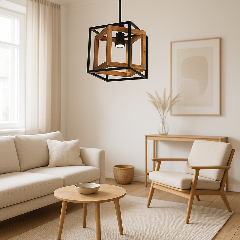 لوستر 1 شعله شاهان تک مدل wood10 - Image 5