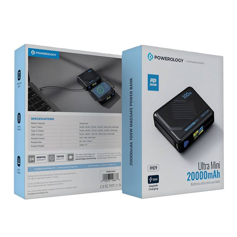پاوربانک مگ سیف پاورولوژی مدل PPBCHA79 ظرفیت 20000 میلی آمپر ساعت - Image 2