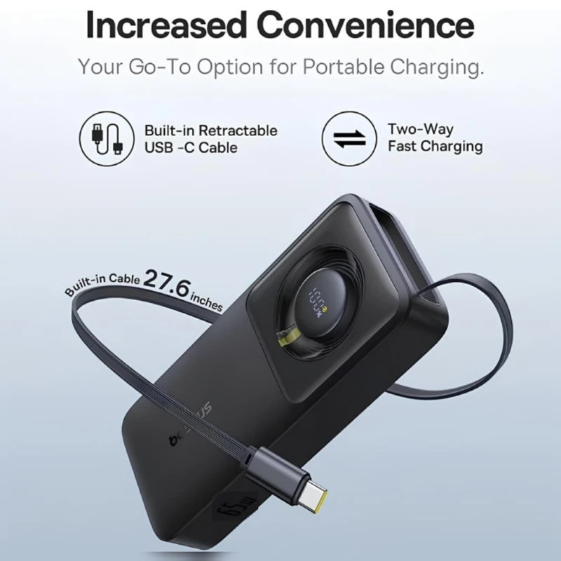 پاوربانک بیسوس مدل 65W NOMOS ظرفیت 20000 هزار میلی آمپر همراه با کابل USB-C - تصویر 7