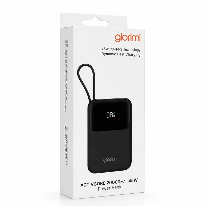 پاوربانک 45 وات گلوریمی مدل ACTIVECORE ظرفیت 20000 میلیآمپرساعت به همراه دو کابل USB-C و لایتنینگ - Image 4