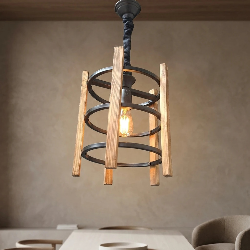 لوستر 1 شعله شاهان تک مدل WOOD.15 - Image 3