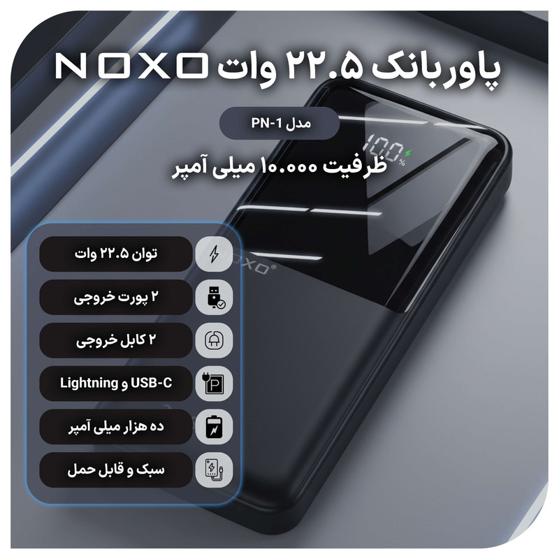 پاوربانک 22.5 وات نوکسو مدل PN-1 ظرفیت 10000 میلی آمپر ساعت - تصویر 5